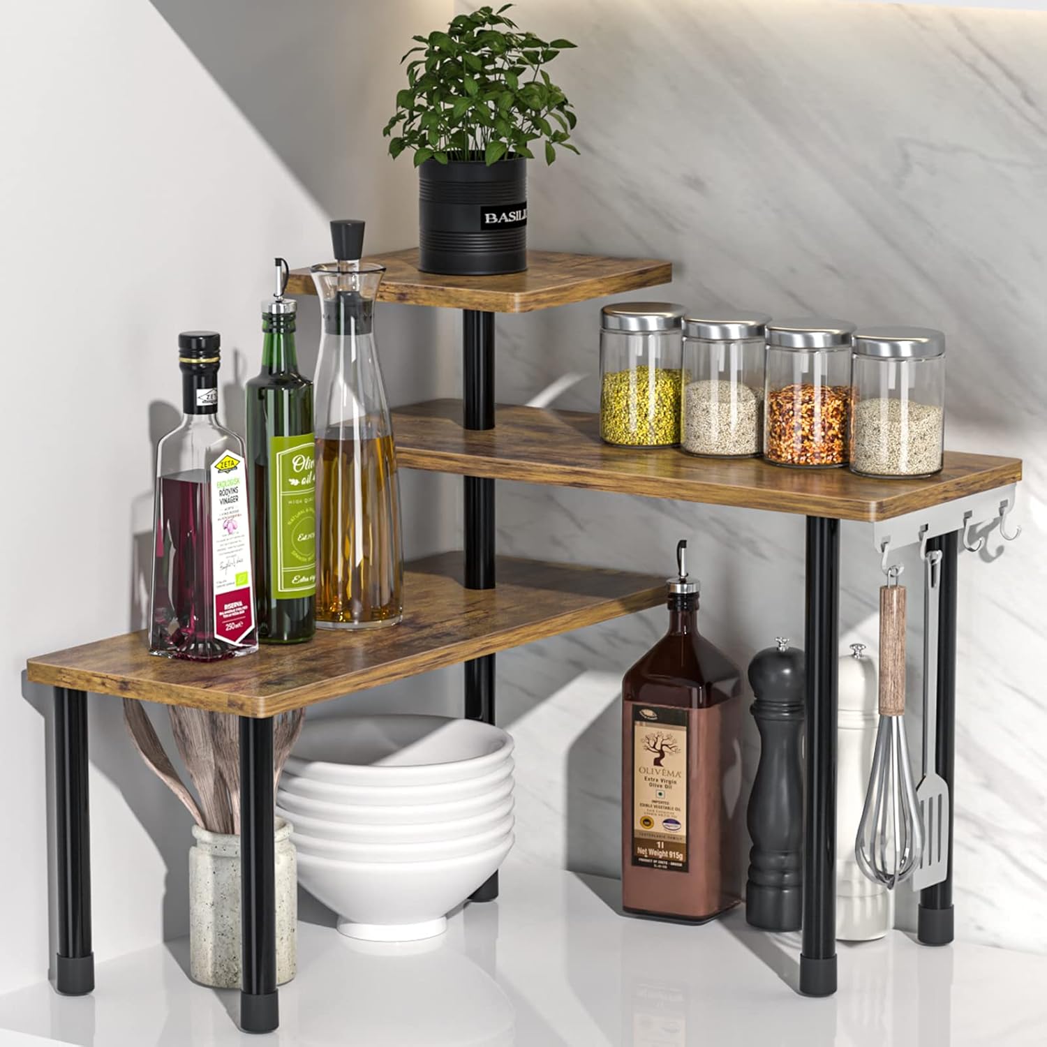 Rustic Brown 3-Tier Corner Shelf
