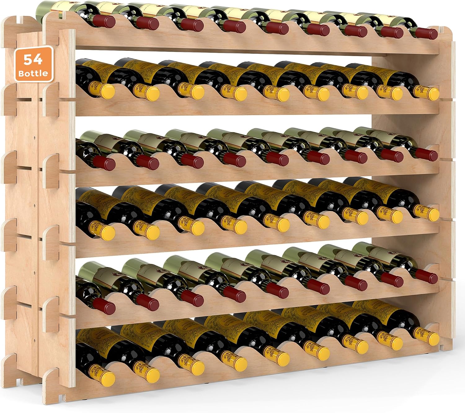 54-Bottle Wooden Wine Rack