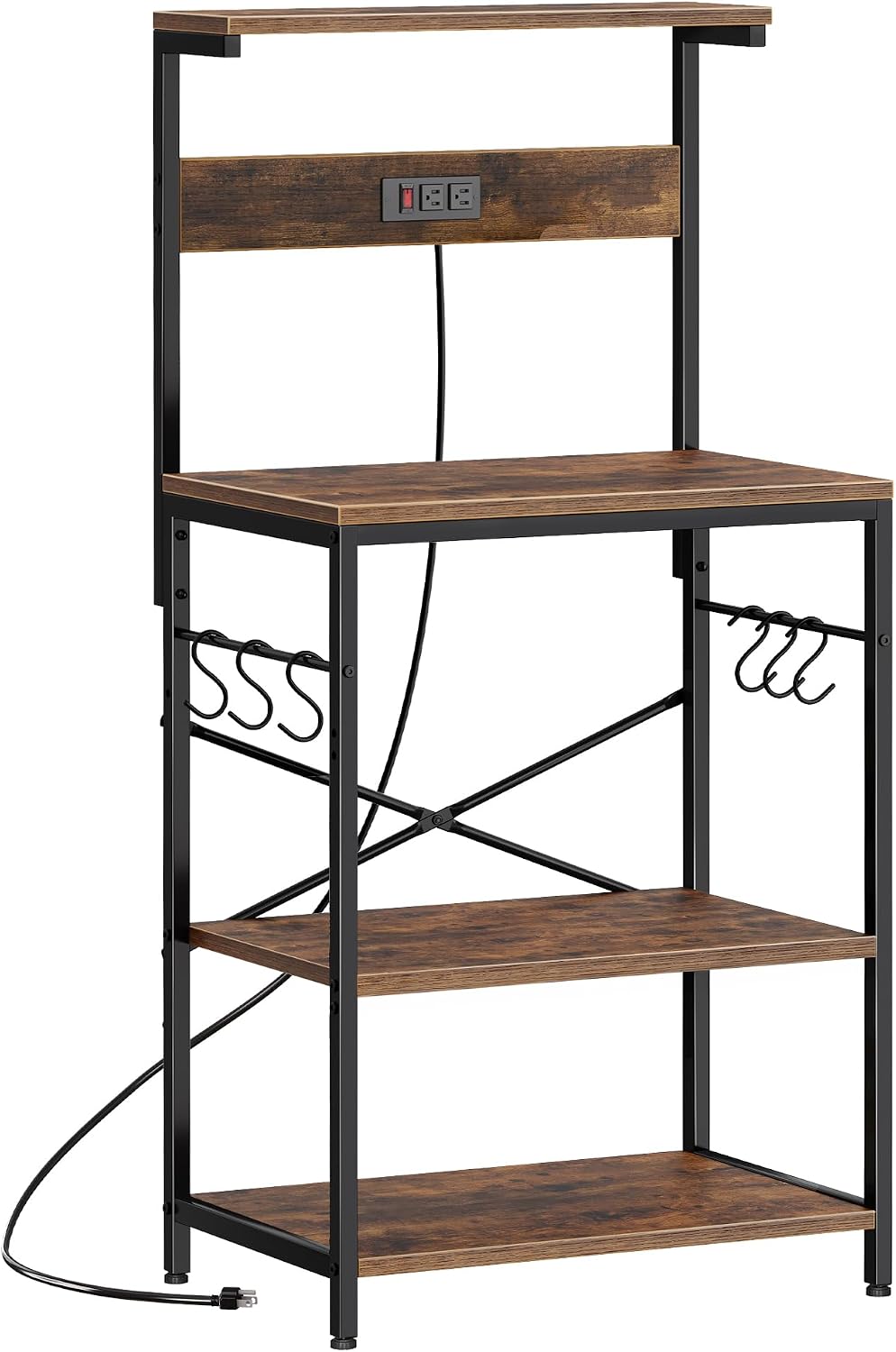 4-Tier Kitchen Storage Rack with Power Outlet