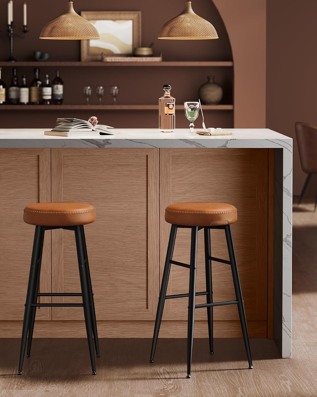 Caramel Brown Bar Stools - Two - Image 8