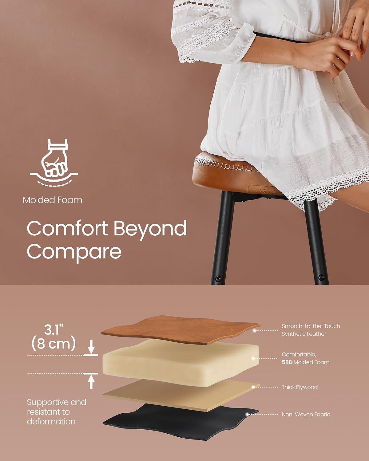 Caramel Brown Bar Stools - Two - Image 9