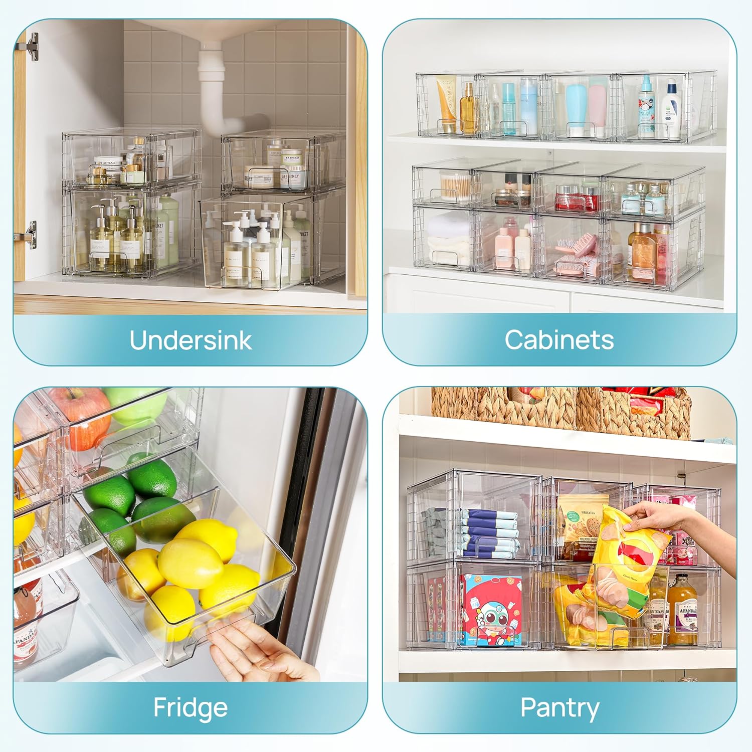 Clear Stackable Storage Drawers - 4-Pack - Image 8