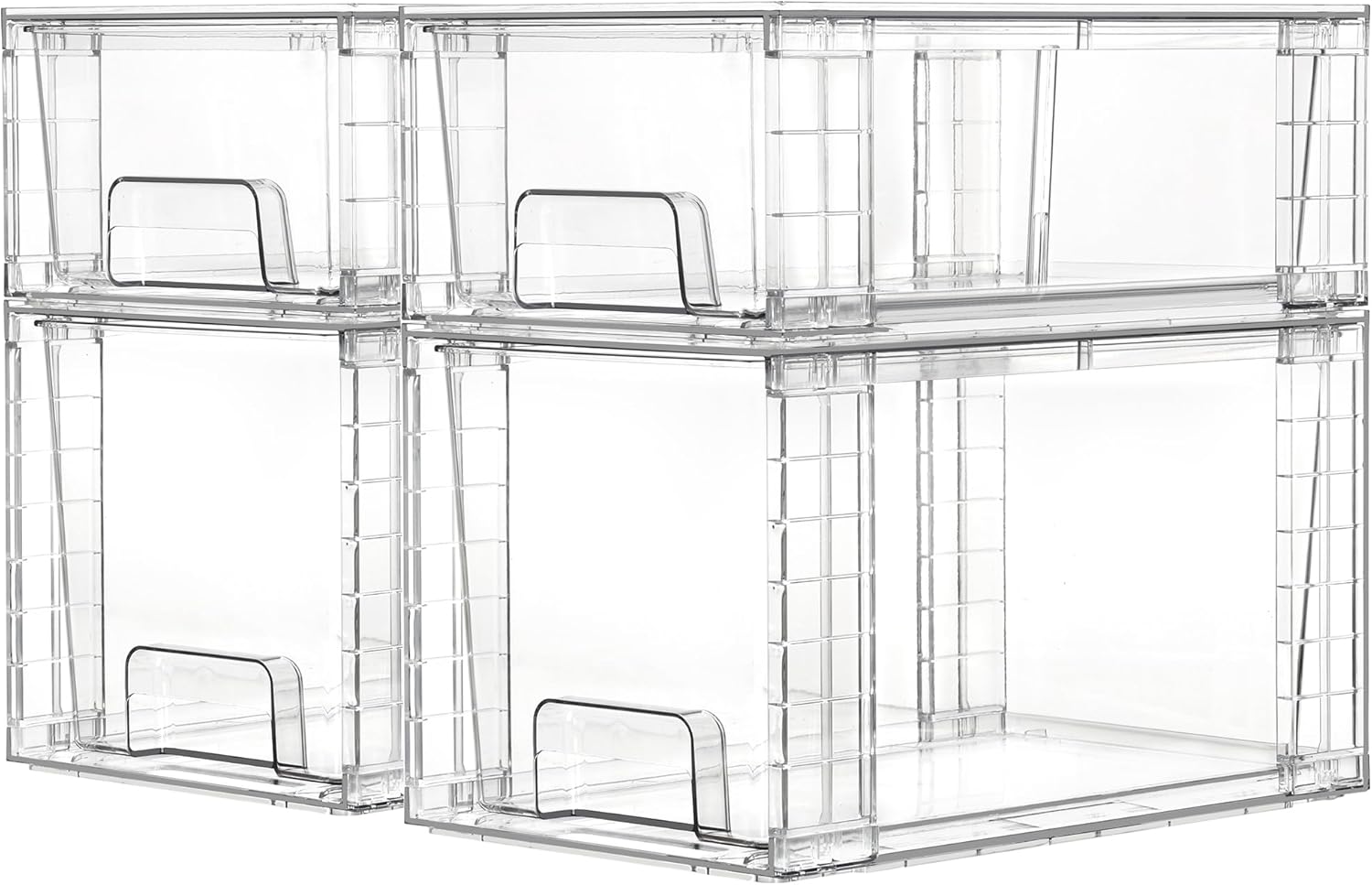 Clear Stackable Storage Drawers - 4-Pack