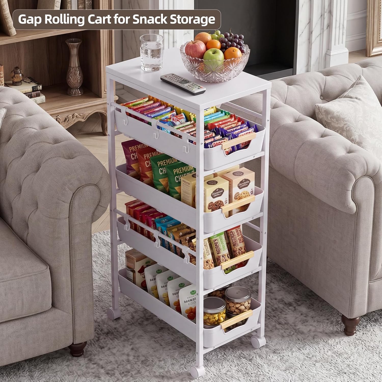 White 5-tier Rolling Cart - Image 8