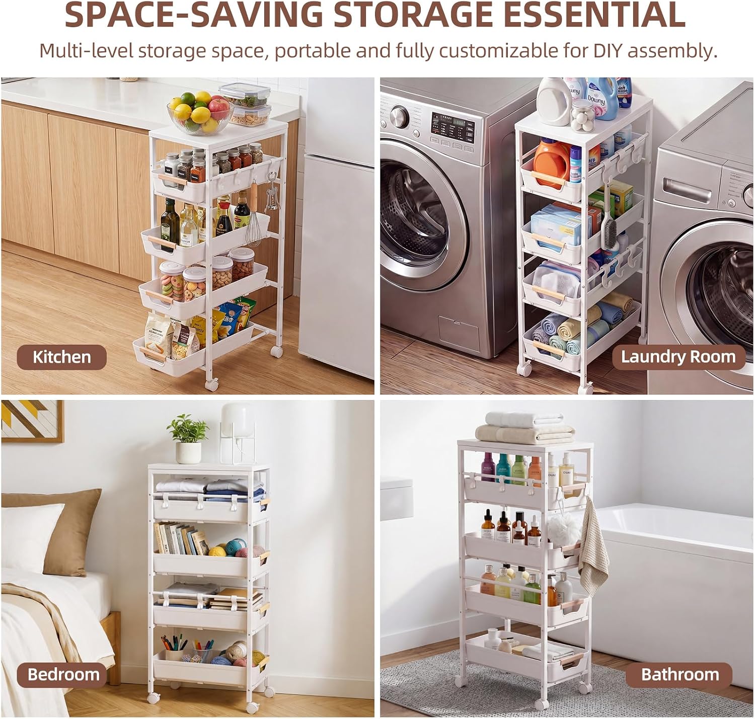 White 5-tier Rolling Cart - Image 9