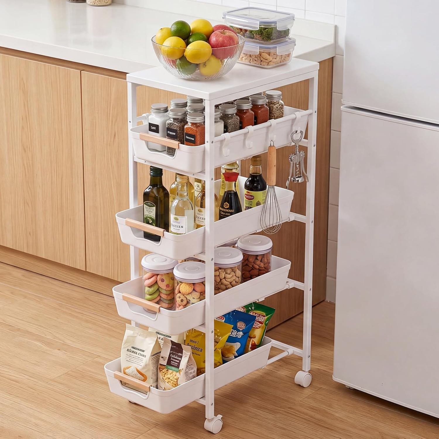 White 5-tier Rolling Cart