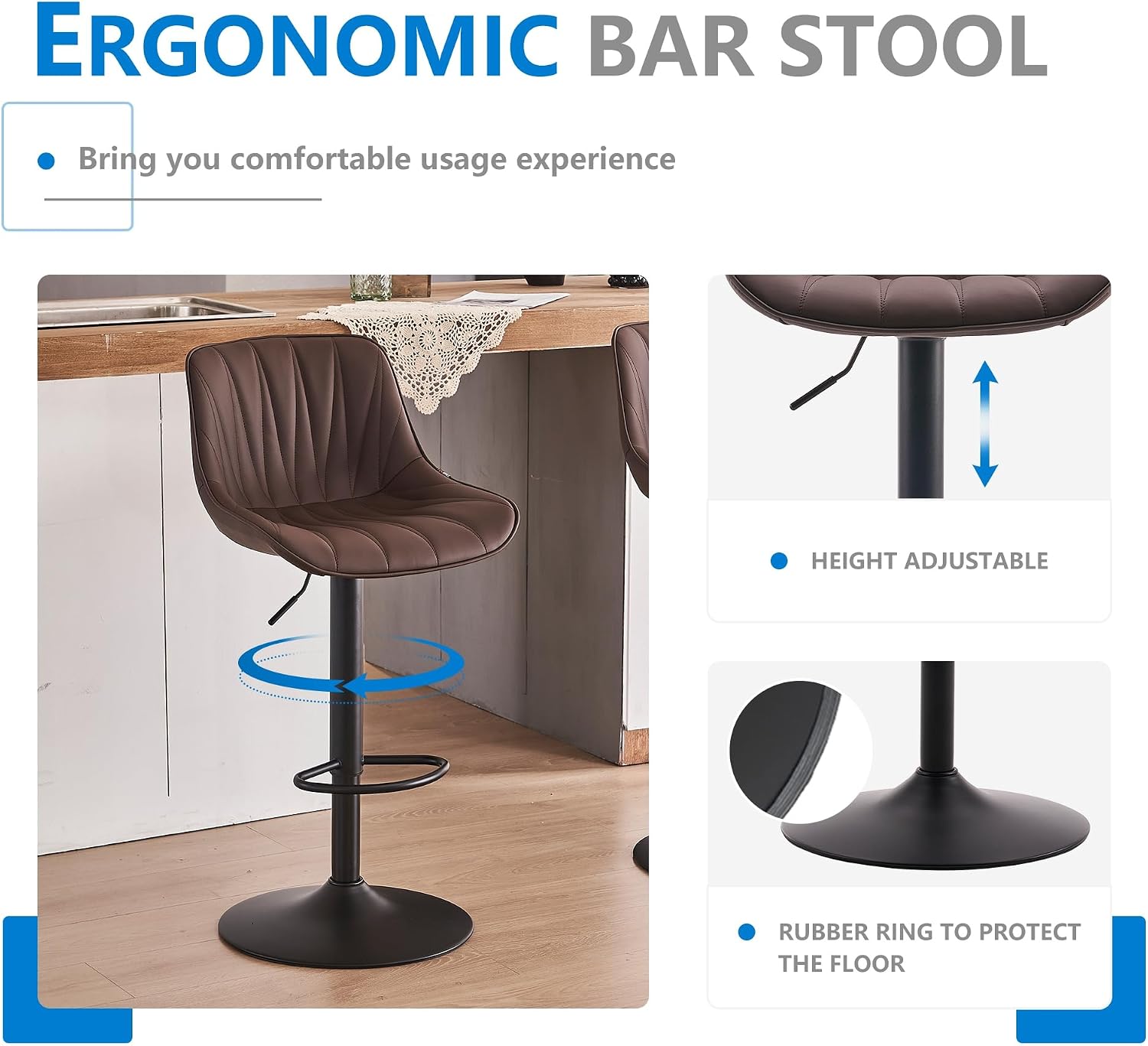 Dark Brown Swivel Bar Stools - Two - Image 9