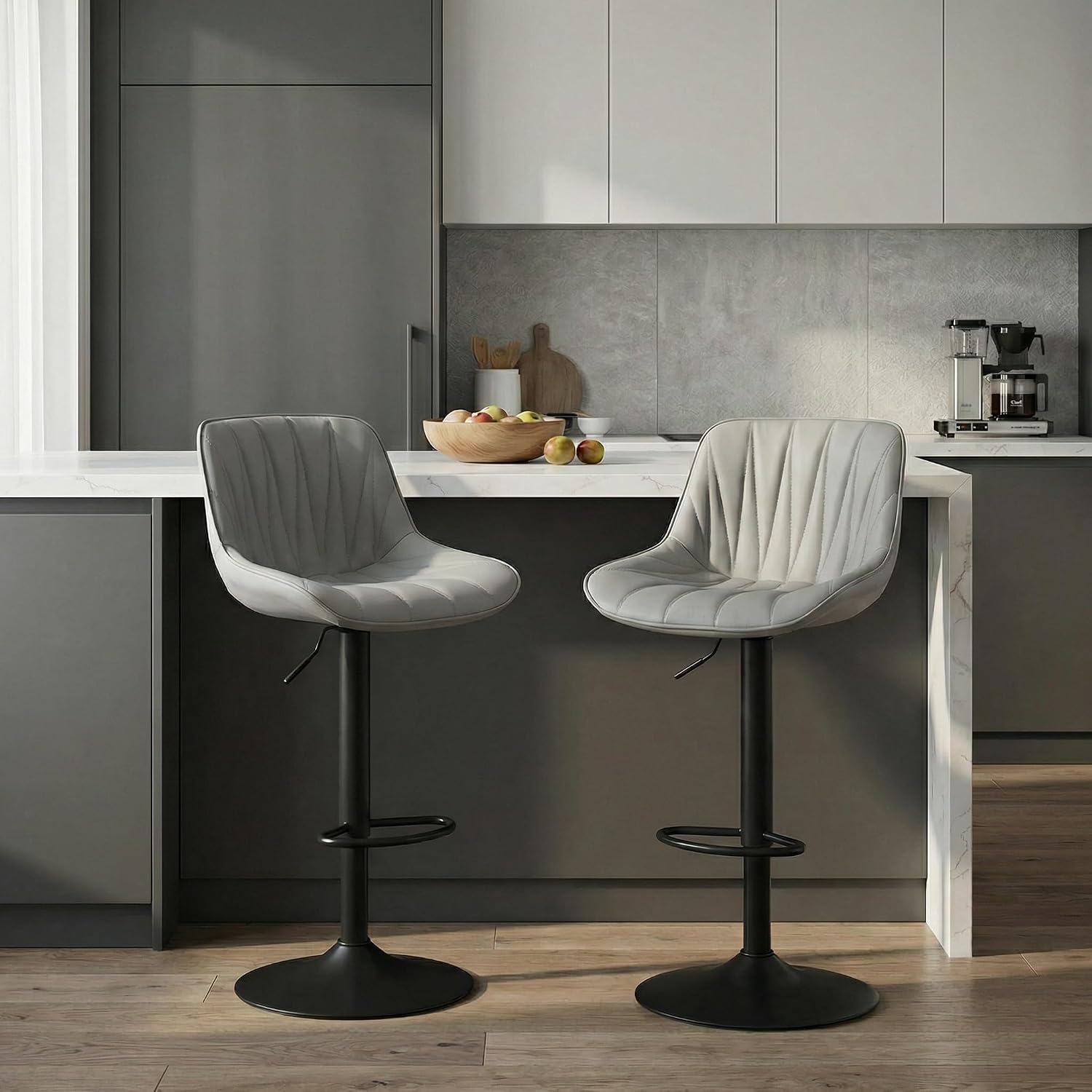 Dark Brown Swivel Bar Stools - Two - Image 10