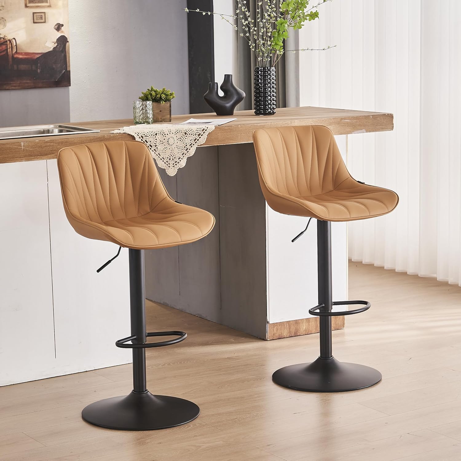Saffron Faux Leather Bar Stools