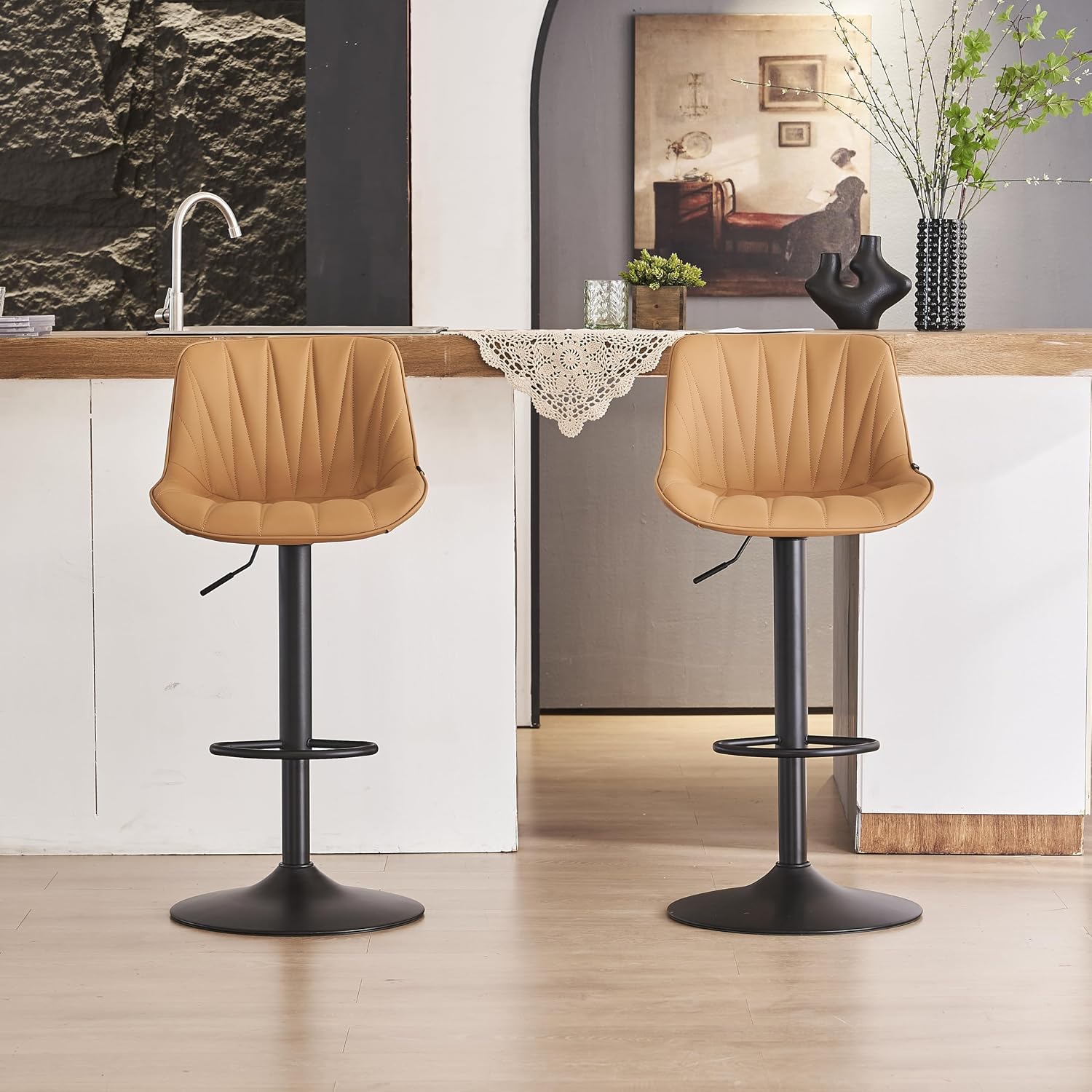 Saffron Faux Leather Bar Stools - Image 8