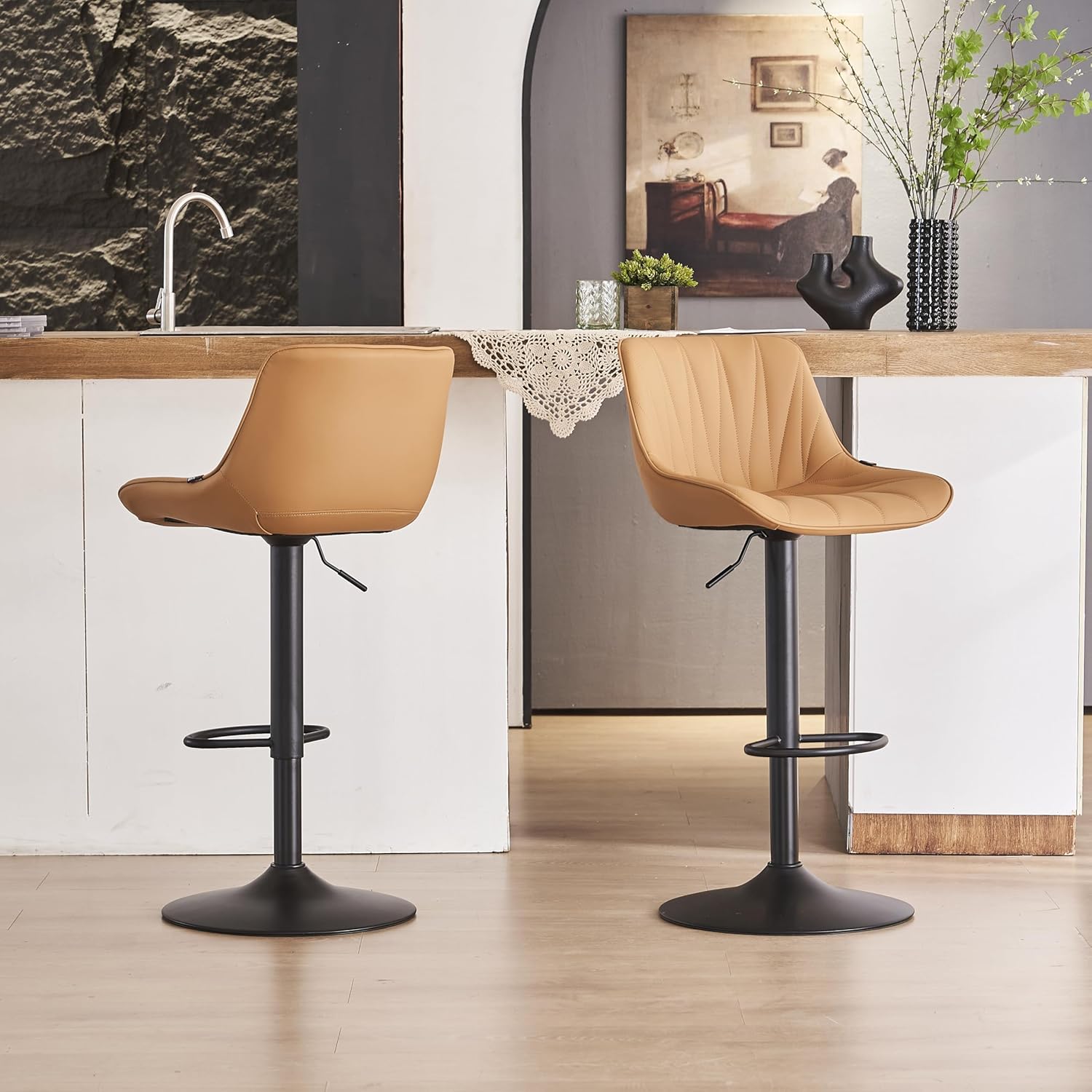 Saffron Faux Leather Bar Stools - Image 9